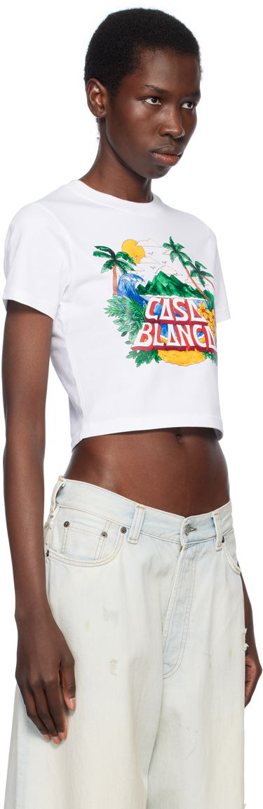 Crop Top Casablanca Casablanca Casa Beach Wave Cropped T-Shirt Biela | WS25-JTS-009-03, 1