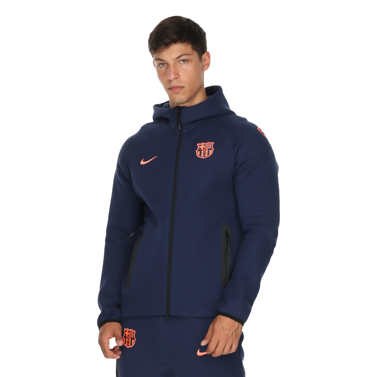 Mikina Nike FC Barcelona Tech Fleece Full Zipp Winter Ready Hoodie 3R Navy | HQ1829-411, 0