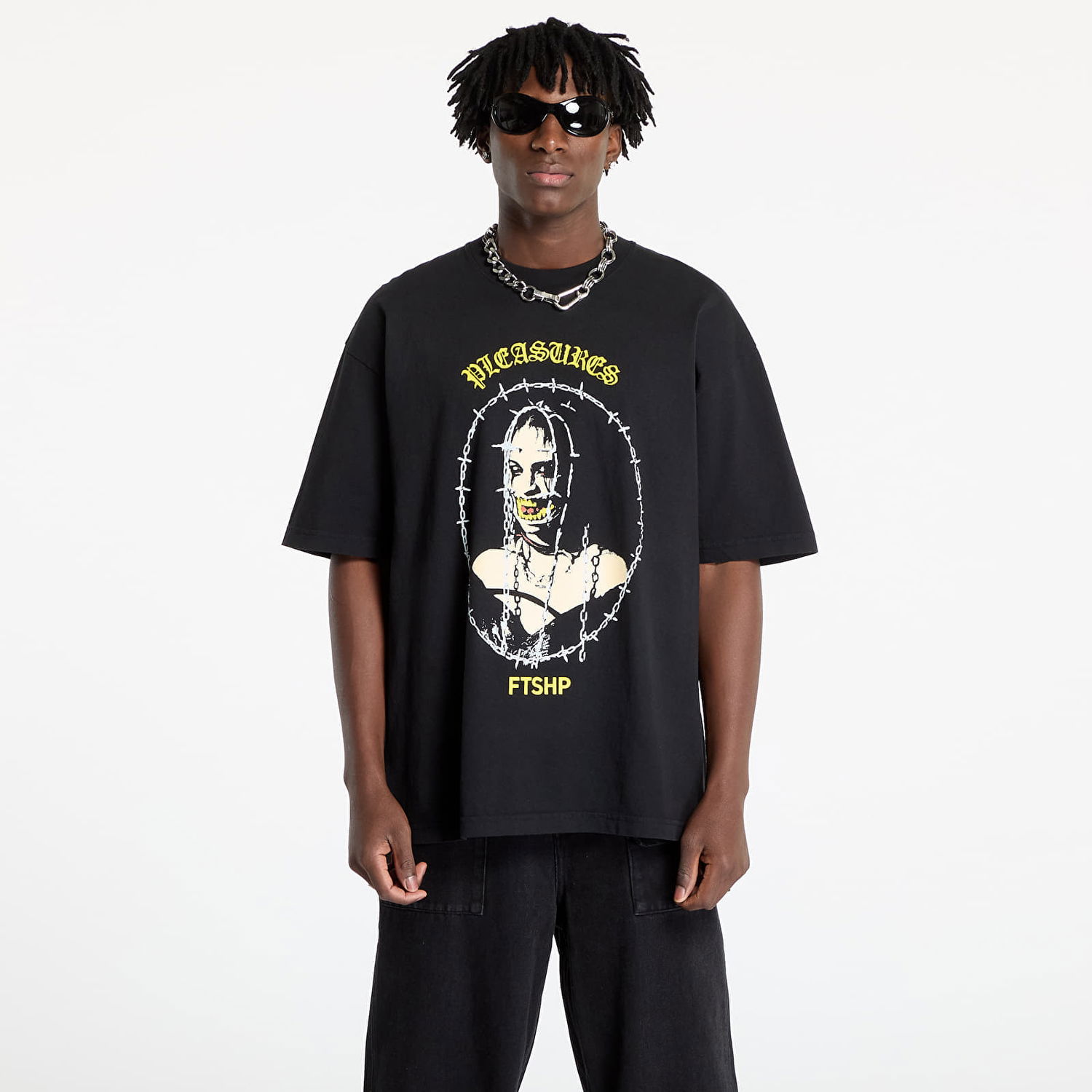 Tričko Pleasures FTSHP x Cage Graphic T-Shirt Čierna | P24W074 BLACK, 0