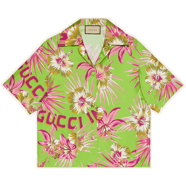 Košeľa Gucci Floral Silk Bowling Shirt Zelené | 694890 ZAI5R 3663, 0