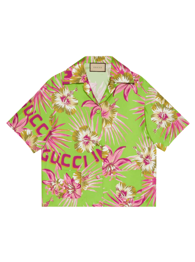 Košeľa Gucci Floral Silk Bowling Shirt Zelené | 694890 ZAI5R 3663