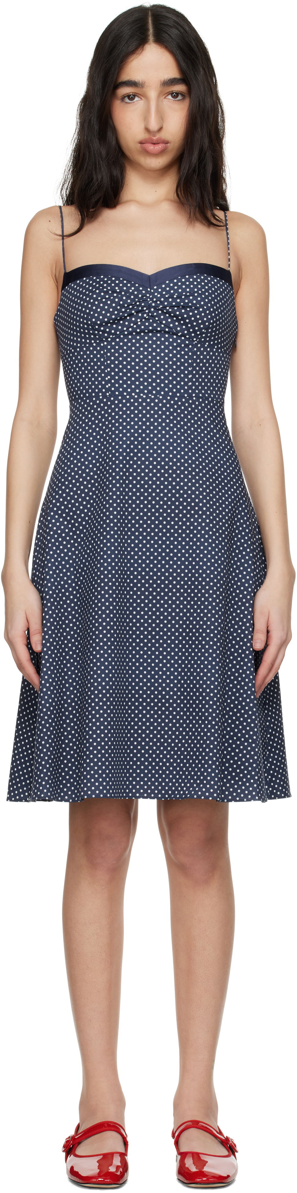 Šaty GUIZIO Guizio Margaux Polka Dot Midi Dress Navy | S25422W089, 0