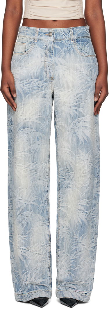 Džínsy Palm Angels Palm Angels Palms Jacquard Loose Jeans Modrá | PWYB041S25DEN0024440, 0