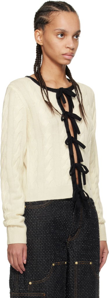 Sveter GANNI Ganni Cashmere Blend Tie Front Cardigan Béžová | K2412, 1