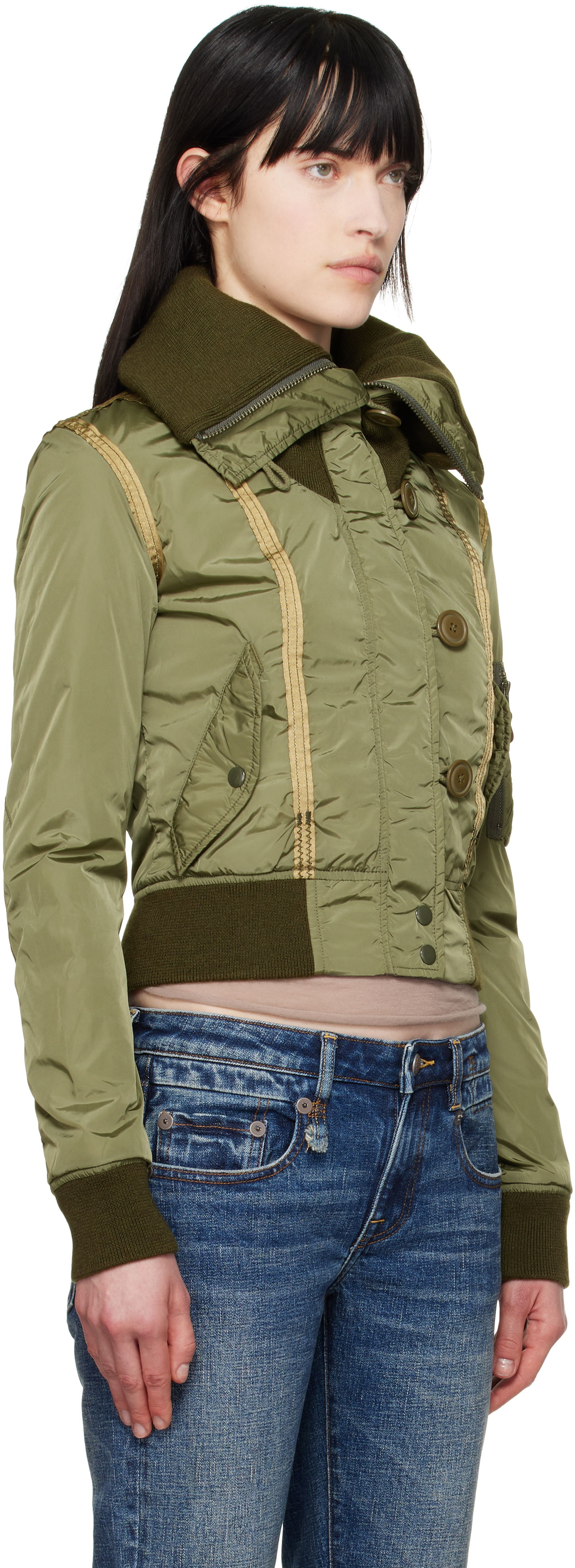 Bomber bunda R13 R13 High Neck N2B Shrunken Bomber Jacket Zelené | R13WR348-R448B, 1