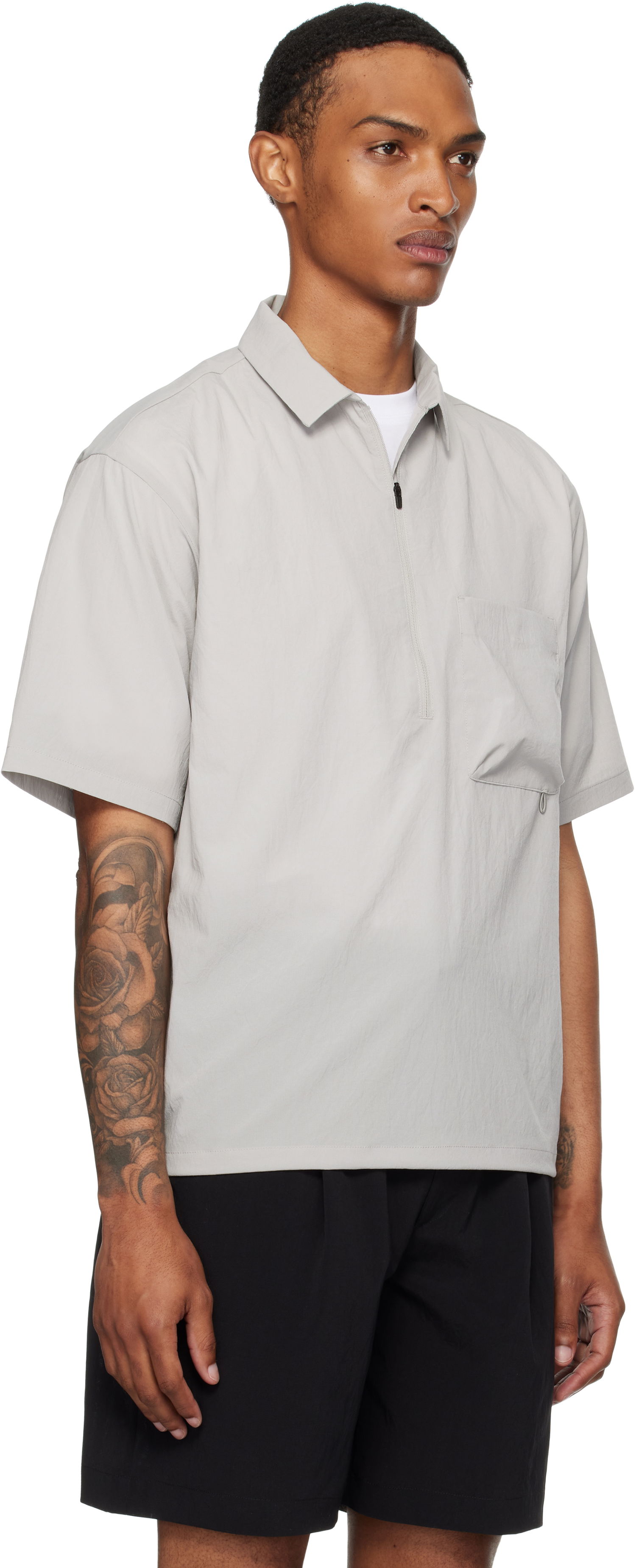 Polo tričko Snow Peak Breathable Quick Dry Short Sleeve Half-Zip Polo Šedá | SH-25SU001, 1