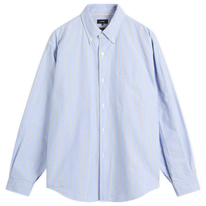 Košeľa BEAMS Heavy Oxford Button Down Stripe Shirt Modrá | 1111-1213-301-70