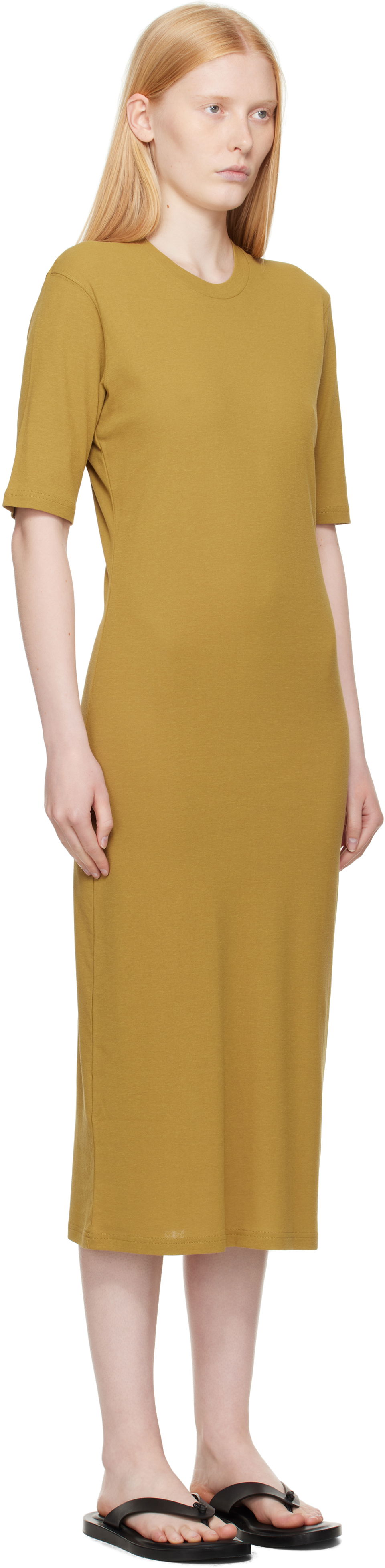 Šaty AMI AMI Paris Cotton Short Sleeve Maxi Dress Žltá | FDR271.JE0101, 1