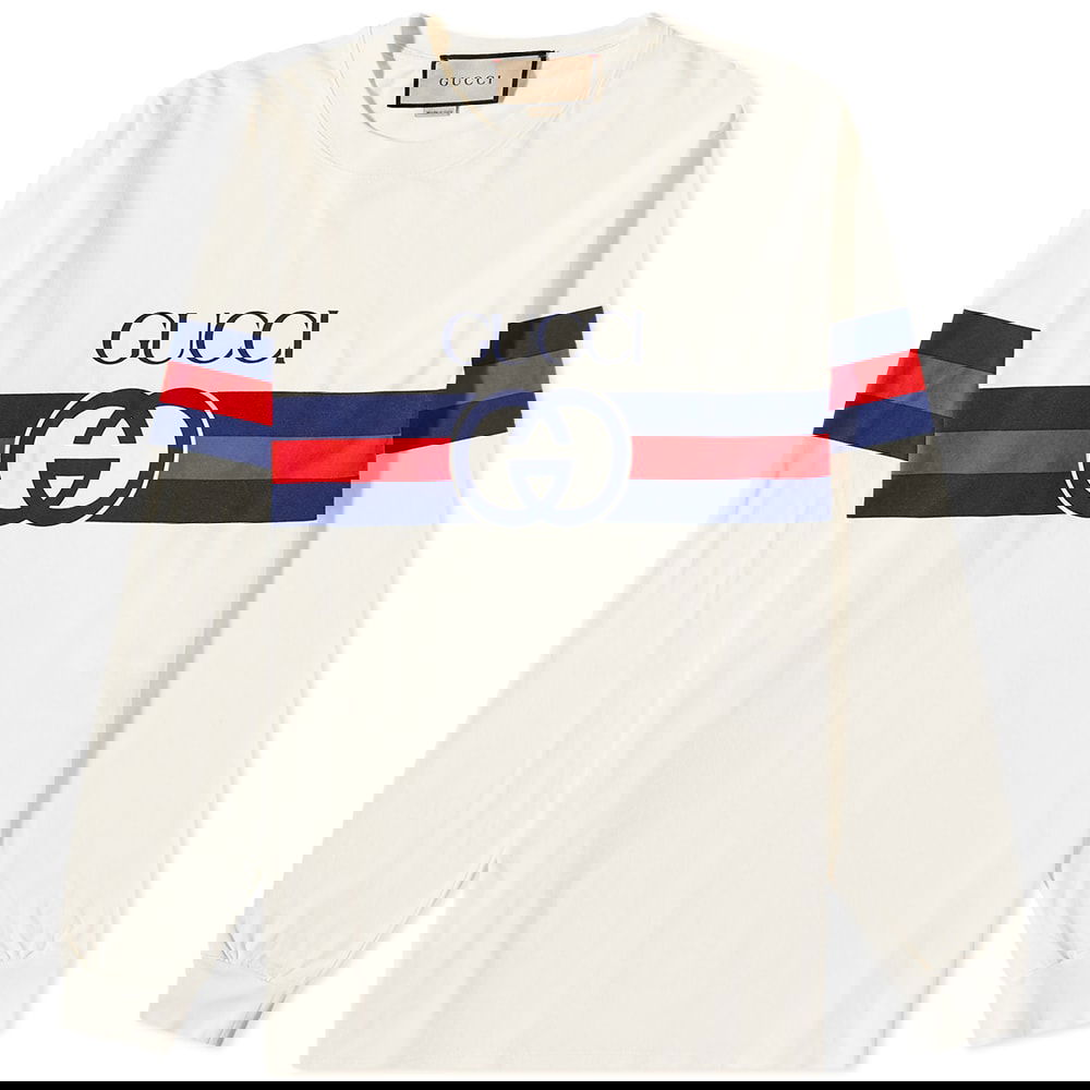 Tričko Gucci Long Sleeve New Logo Tee Biela | 581903-XJET2-9095, 0