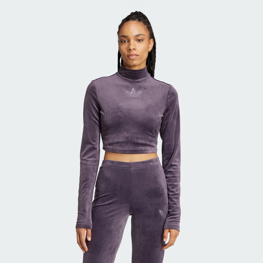 Crop Top adidas Performance Women's Velvet Rhinestone Trefoil Crop Top Fialová | IZ0378, 0