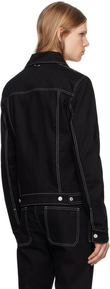 Bunda Courrèges Topstitched Denim Trucker Jacket Čierna | 123DBL024DE0020, 2