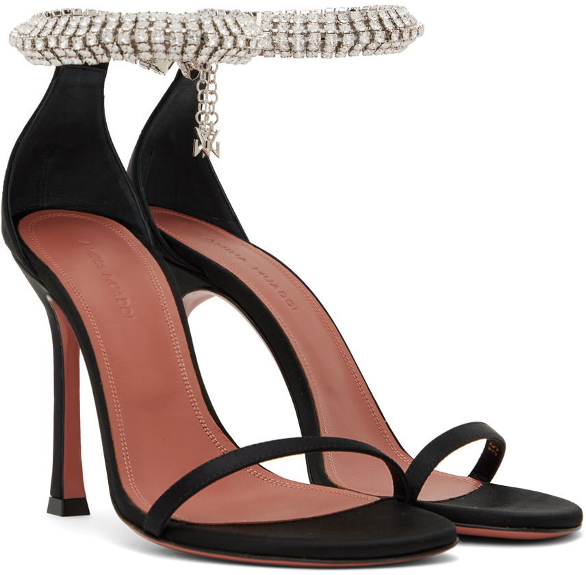 Amina Muaddi Iman Crystal-Embellished Satin Heeled Sandals