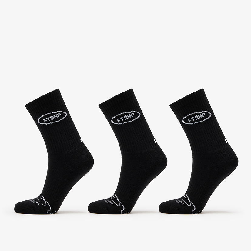 Ponožky Footshop Basic Crew Socks 3-Pack Black Čierna | FTSHP_358