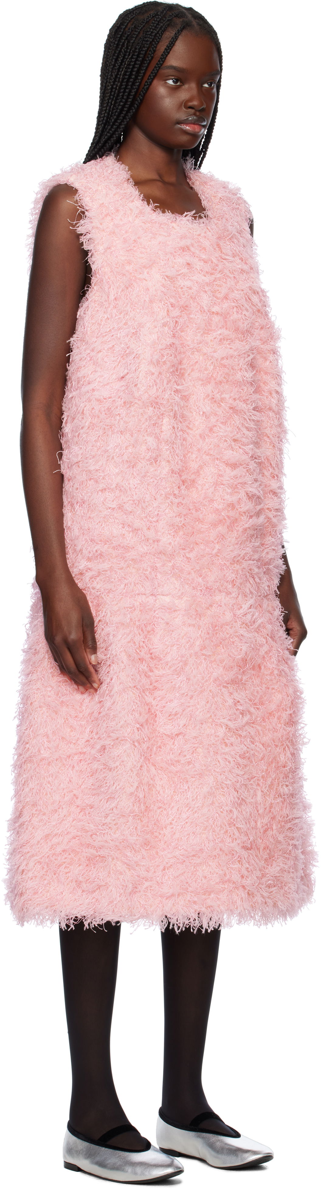 Šaty Comme des Garçons Comme des Garçons Sleeveless Faux-Fur Midi Dress Ružová | GO-O005-051-1, 1