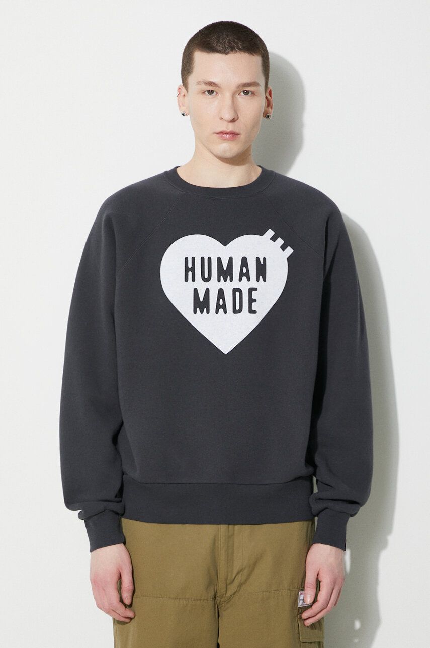 Mikina Human Made Heart Logo Sweatshirt Šedá | HM26CS041, 0