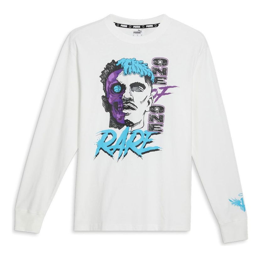 Tričko Puma MELO Blue Hive Graphic Long Sleeve T-Shirt Biela | 625147-01