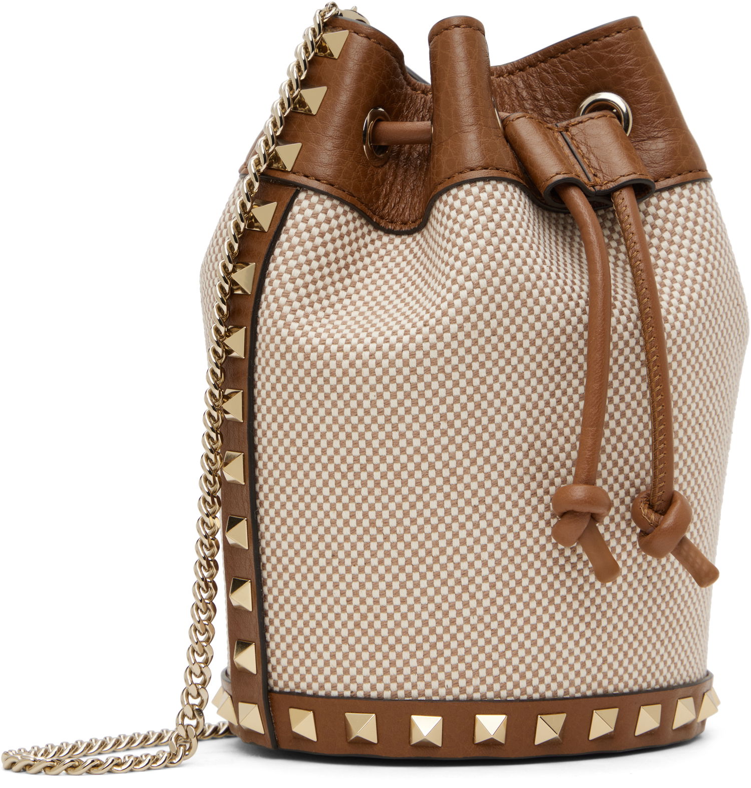 Kabelka Valentino Valentino Garavani Mini Drawstring Rockstud Bag Hnedá | 6W2P0AI4QCE, 1