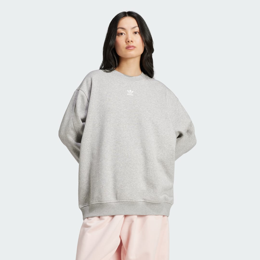 Mikina adidas Performance Essentials Fleece Oversized Crew Sweatshirt Šedá | IY4998, 0