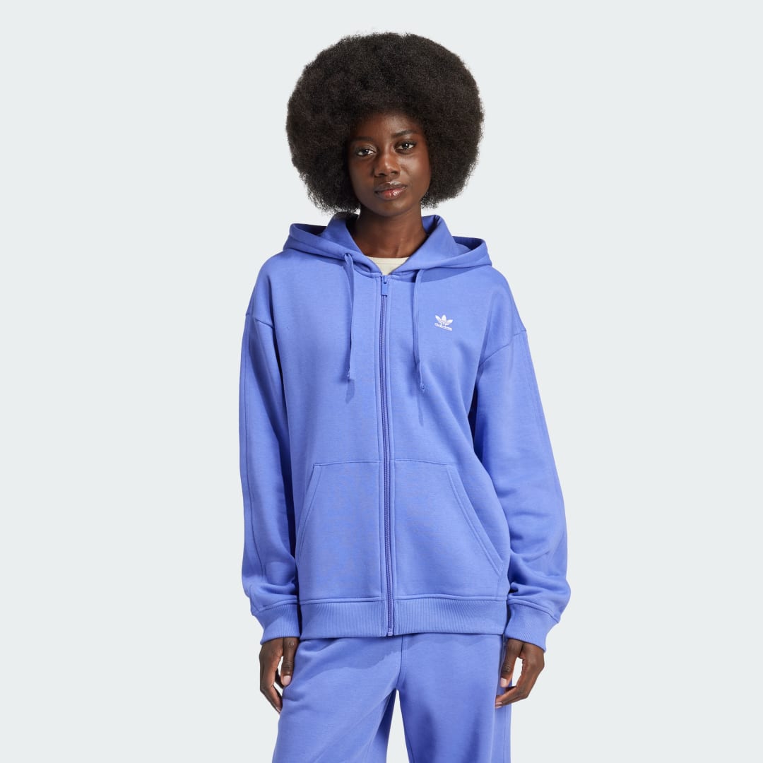 Mikina adidas Performance Essentials Full-Zip Fleece Hoodie Fialová | IY9624, 0