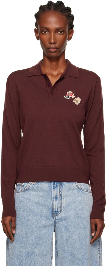 Polo tričko We11done We11done Double Patched Knit Polo Vínová | WD-KT2-25-679-W-WN, 0