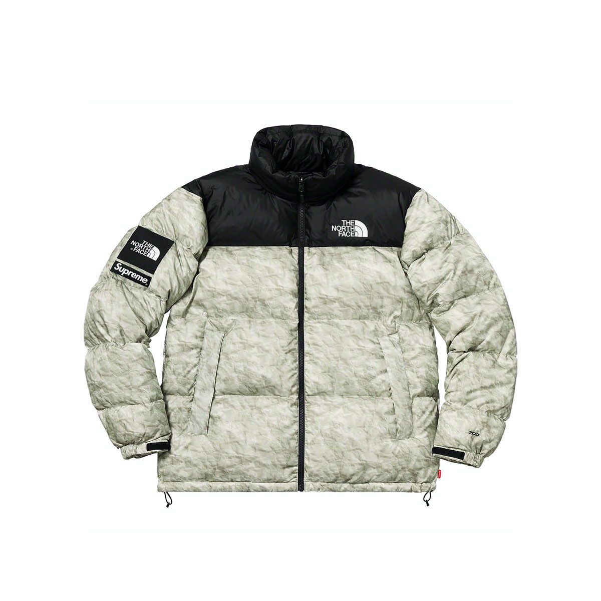 Prešívaná bunda The North Face Supreme x Paper Print TNF Nuptse Jacket Šedá | FW19, 0