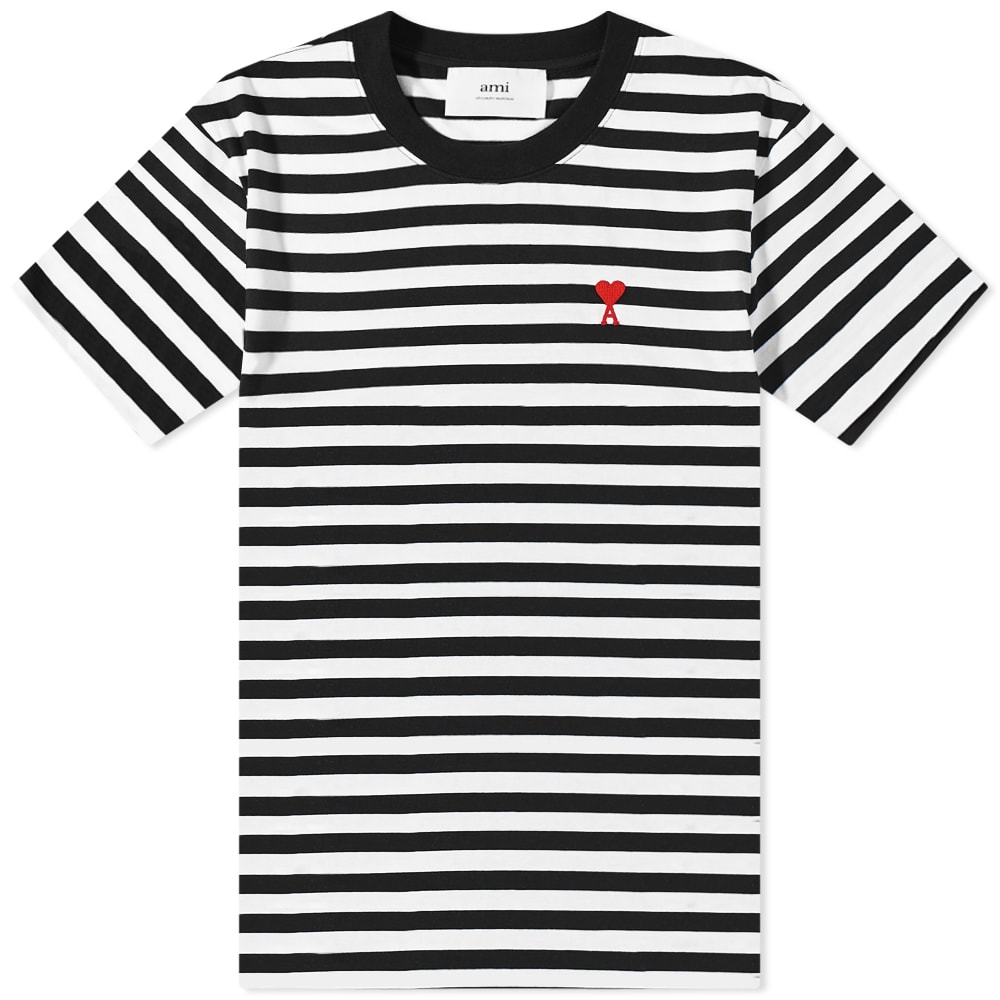 Tričko AMI Small A Heart Stripe Tee Čierna | UTS013-074-004, 0