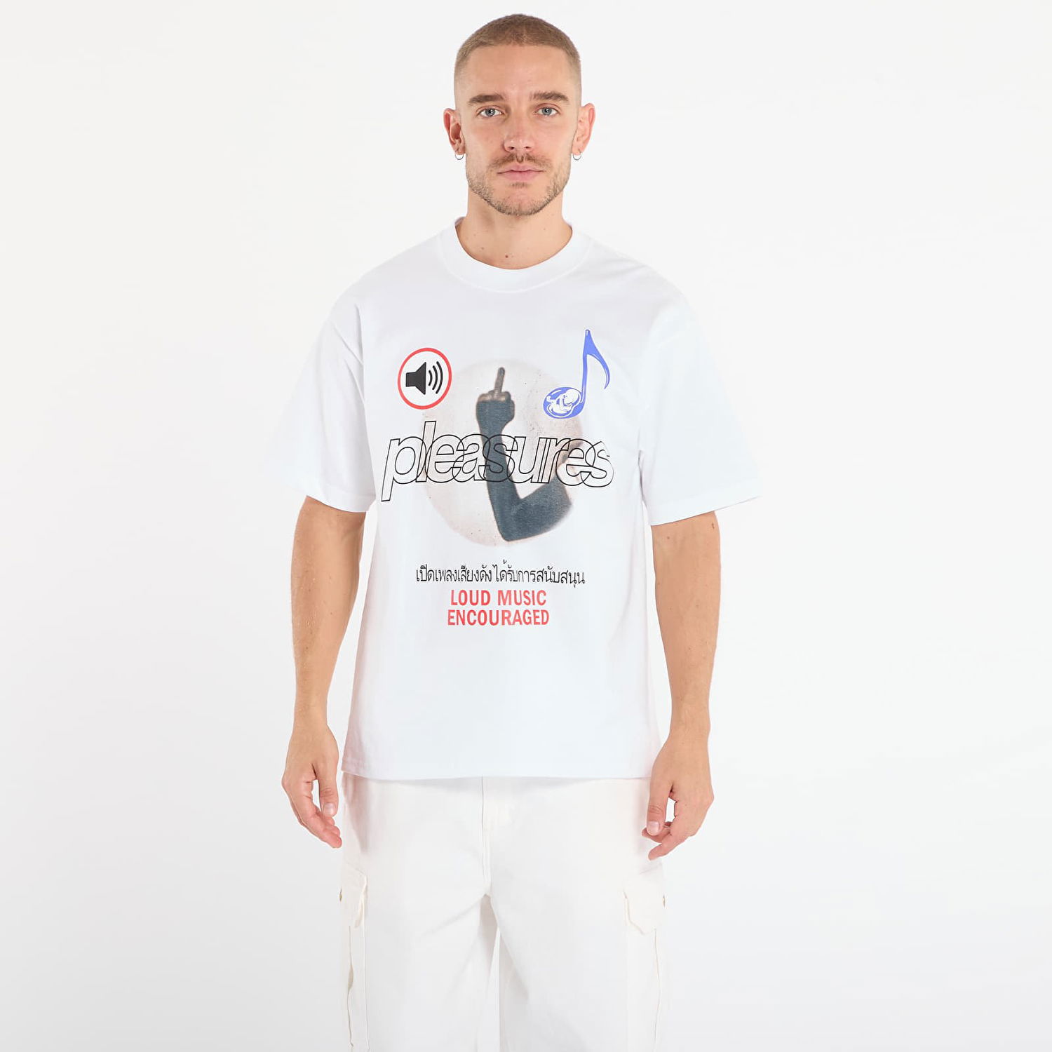 Tričko Pleasures Loud Music T-Shirt Biela | P25F008-WHITE, 0