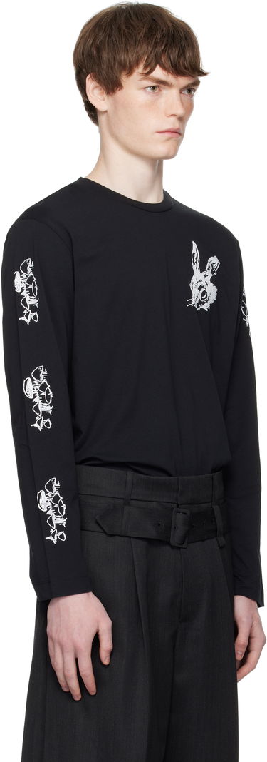 Tričko Simone Rocha Simone Rocha Tortoise & Hare Graphic Long Sleeve T-Shirt Biela | 5194P51-M 0569, 4