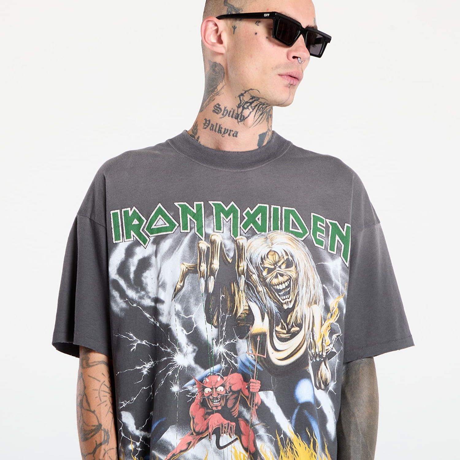 Tričko Represent Clo REPRESENT x Iron Maiden Number Of Beast T-Shirt Sunfade Grey Šedá | MLM100583-46, 1