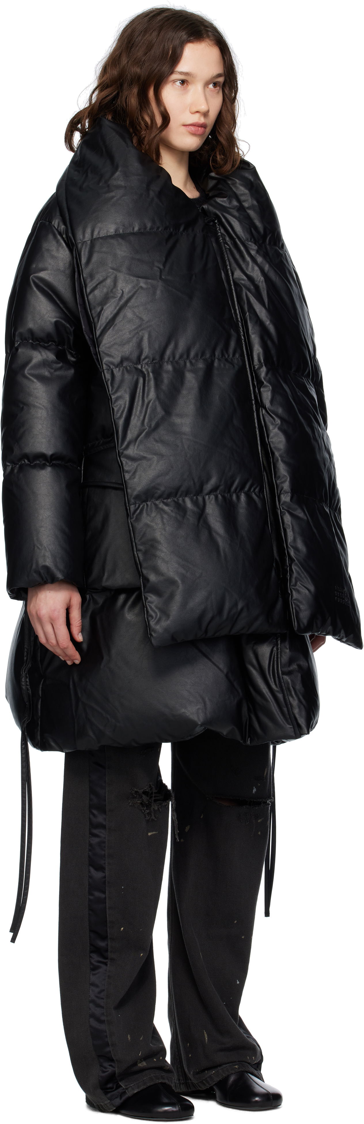 Prešívaná bunda Maison Margiela MM6 Maison Margiela Faux-Leather Puffer Jacket Čierna | S52AA0193 S53057, 1