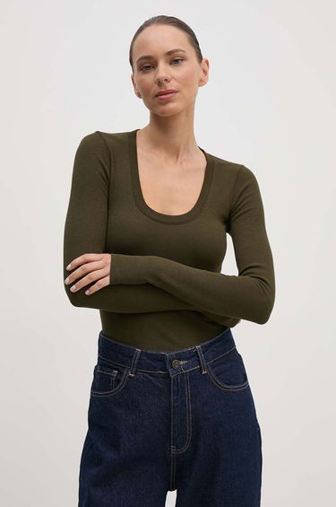 Tričko Polo by Ralph Lauren Long Sleeve Scoop Neck Top Zelené | 211941204, 3