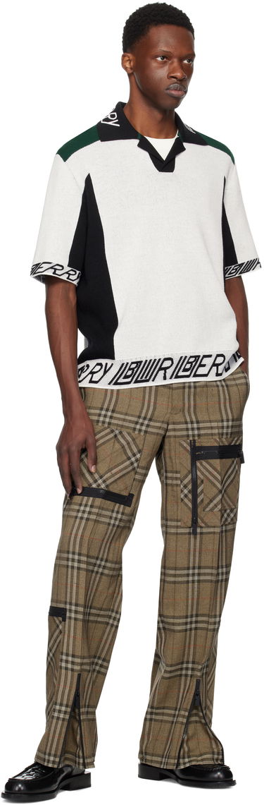 Sveter Burberry Burberry Logo Trim Wool Polo Biela | 8110074, 3