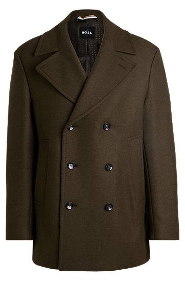 Kabáty BOSS BOSS Double-Breasted Wool Blend Coat Zelené | 50527932, 0