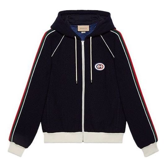 Mikina Gucci Gucci Jersey Jacket with Web Modrá | 673290-XJDUW-4548