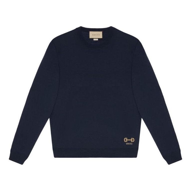 Sveter Gucci Gucci Horsebit Wool Sweater Navy | 730974-XKCOR-4011