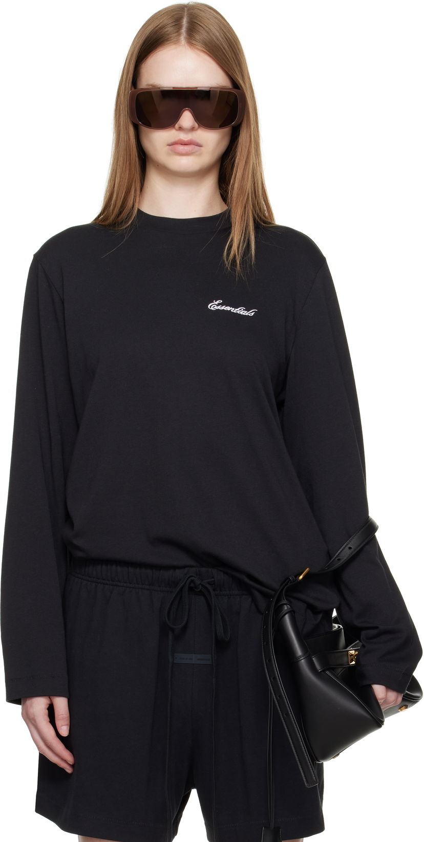 Tričko Fear of God ESSENTIALS Classic Fit Long Sleeve T-Shirt Čierna | 125SP255880FW