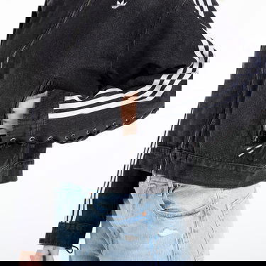 Bunda adidas Originals Three-Stripes Cropped Denim Full-Zip Jacket Čierna | KS1394, 2