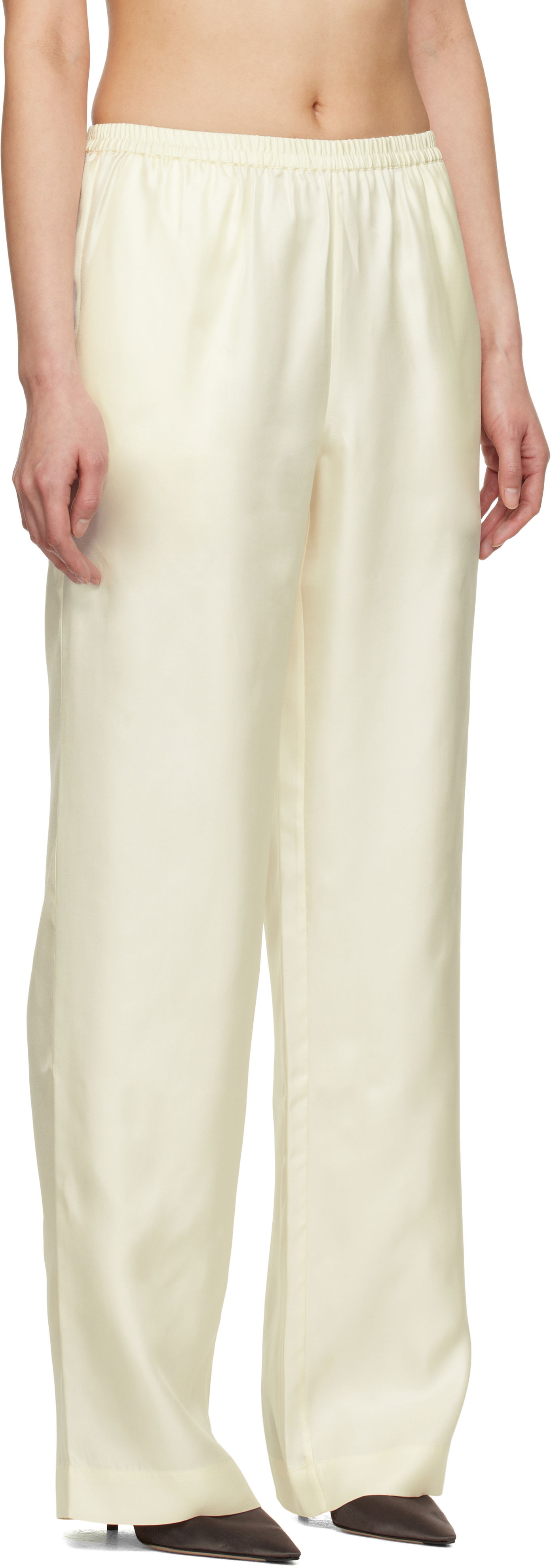 Nohavice Loulou de Saison Loulou de Saison Alera Silk Straight-Leg Trousers Žltá | ALERA, 1