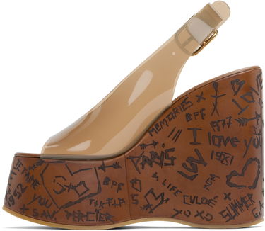 Starostlivosť o obuv CHLOÉ Chloe Maxime Wedge Sandals Hnedá | CHC25U09ZRT, 2
