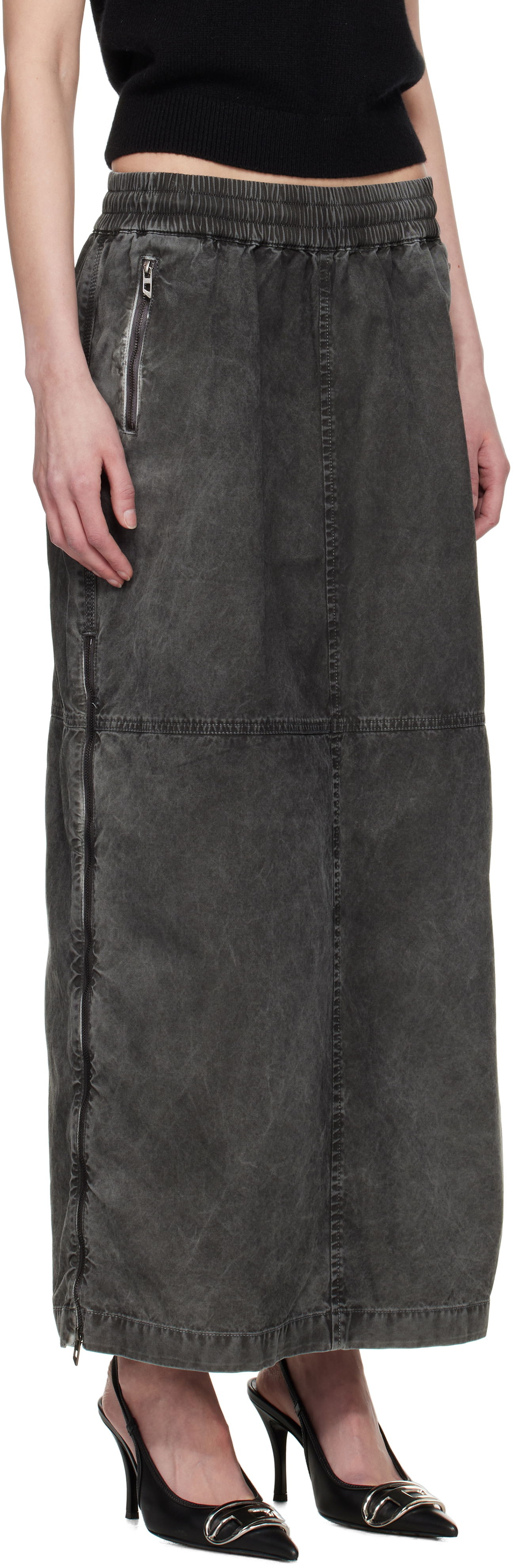 Sukňa Diesel Diesel O-HAZEL-Q2 Maxi Denim Skirt Šedá | A17384 0NJBP, 1