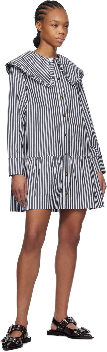 Šaty GANNI Ganni Striped Ruffle Collar Minidress Rôznofarebný | W0098, 3