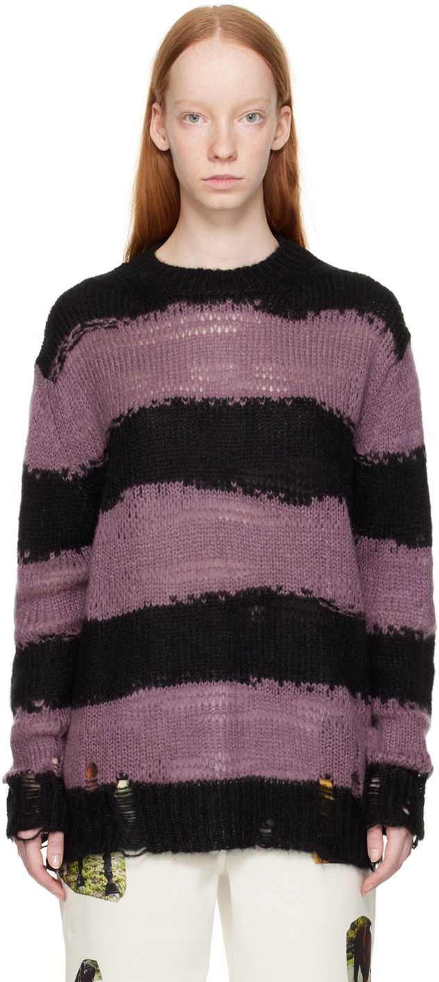 Sveter Acne Studios Distressed Sweater Fialová | A60243-, 0