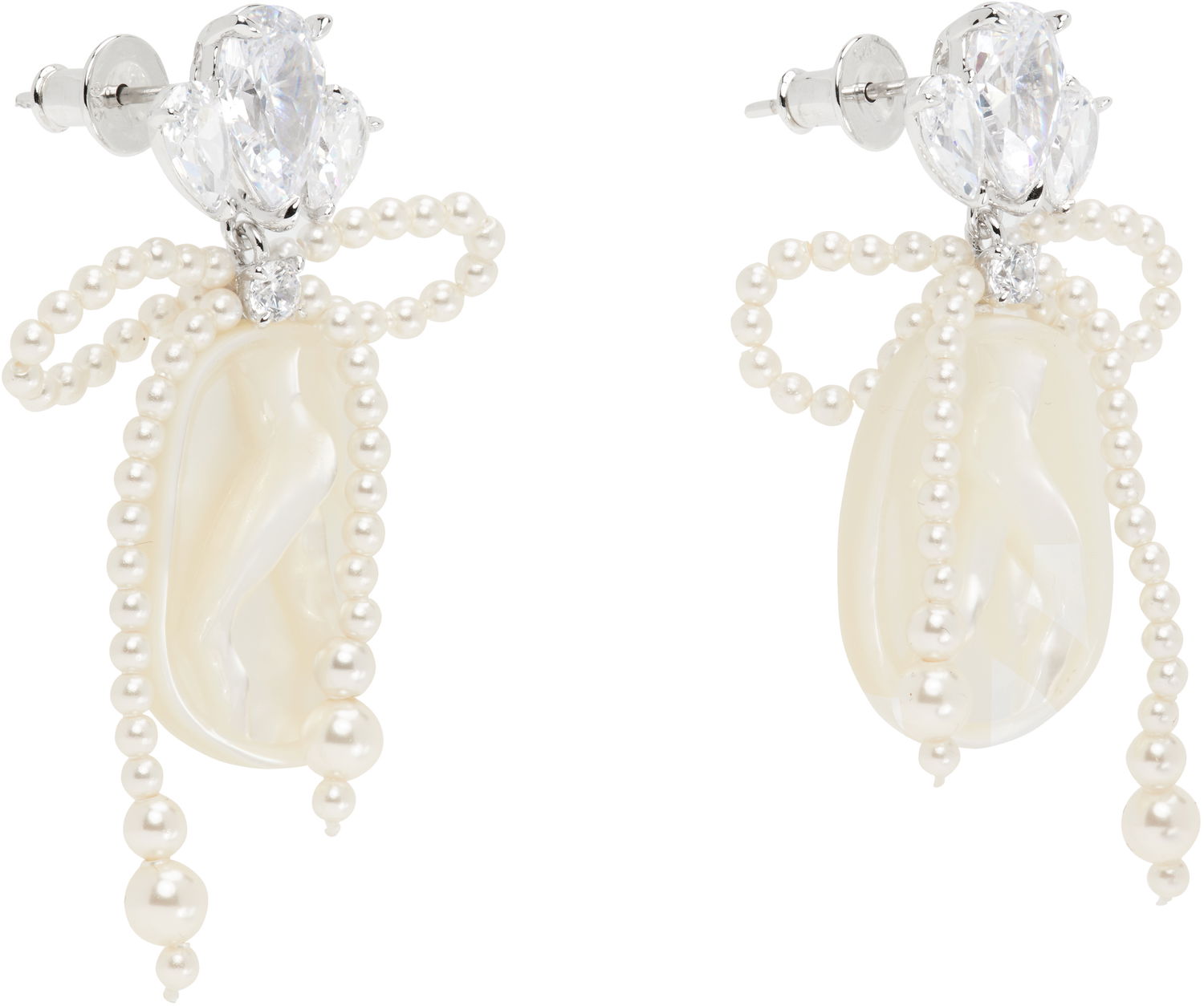 Náušnice SHUSHU/TONG SHUSHU/TONG YVMIN Edition Pearl Bow Shell Earrings Biela | 24709WHT00DLR, 1