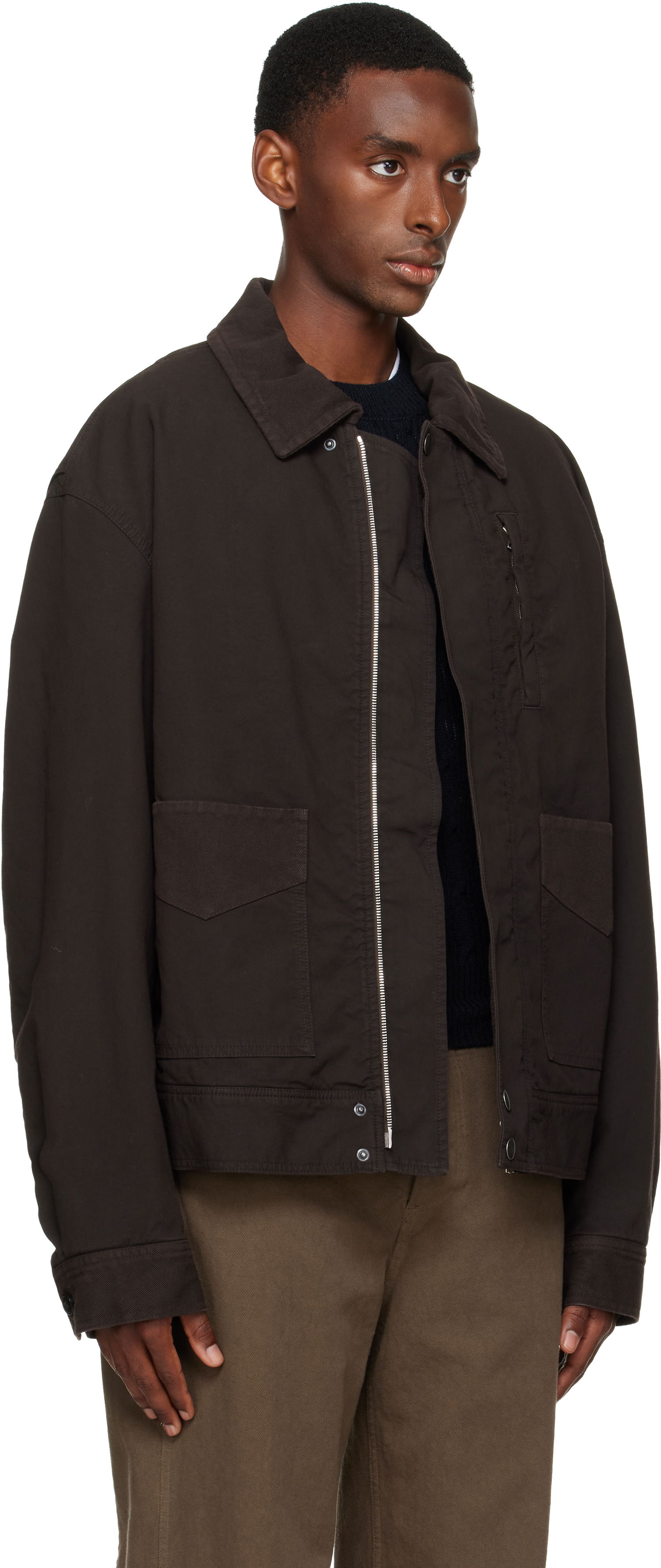 Bunda Dries Van Noten Dries Van Noten Collared Zip-Up Insulated Jacket Hnedá | 252-020577-2101, 1