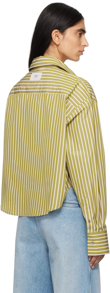 Košeľa AMI AMI Paris Cropped Oversized Striped Shirt Zelené | USH121.CO0108, 2