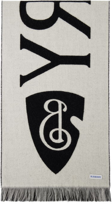 Šál Burberry Burberry Text Wool Scarf Čierna | 8109563, 3