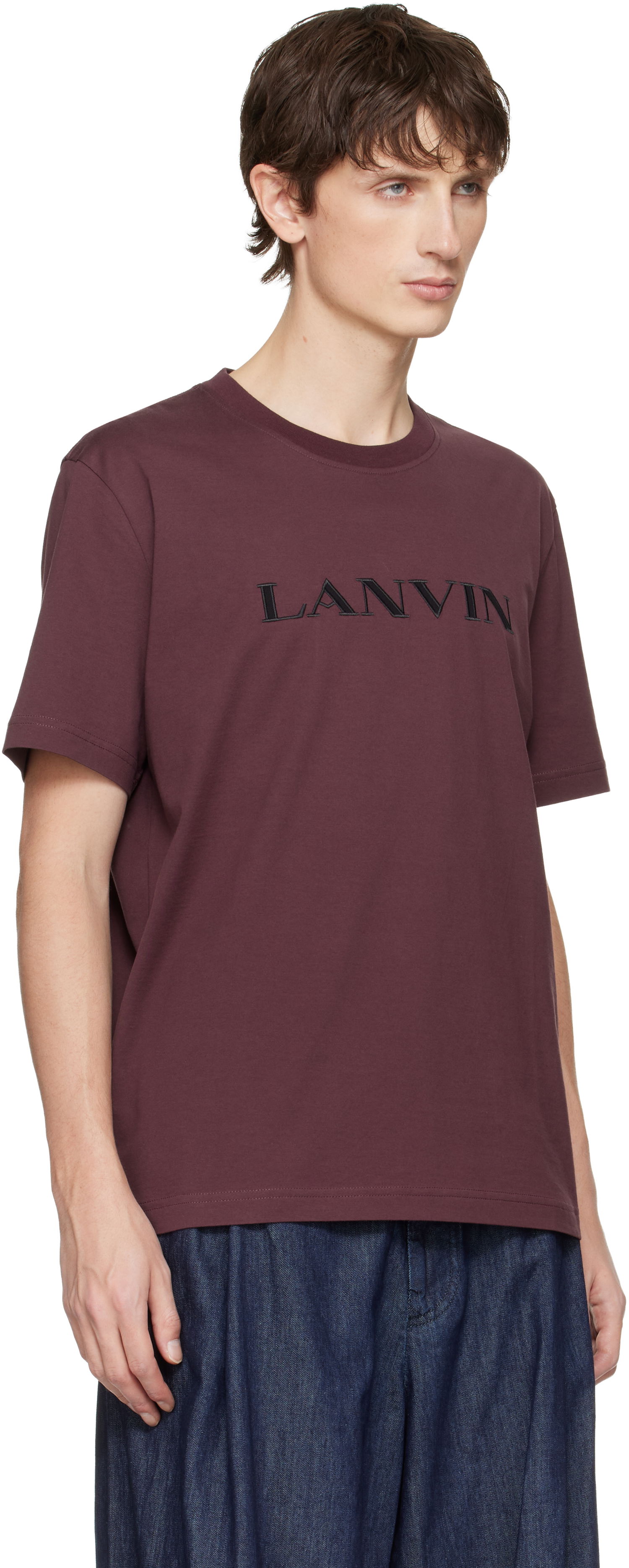Tričko LANVIN Embroidered 'Lanvin' Cotton T-shirt Vínová | RM-TS0012-J300-H25, 1