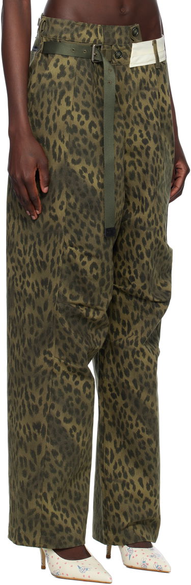 Džínsy Andersson Bell Andersson Bell Leopard Cross-Over Wide Leg Jeans Zelené | apa803u, 4