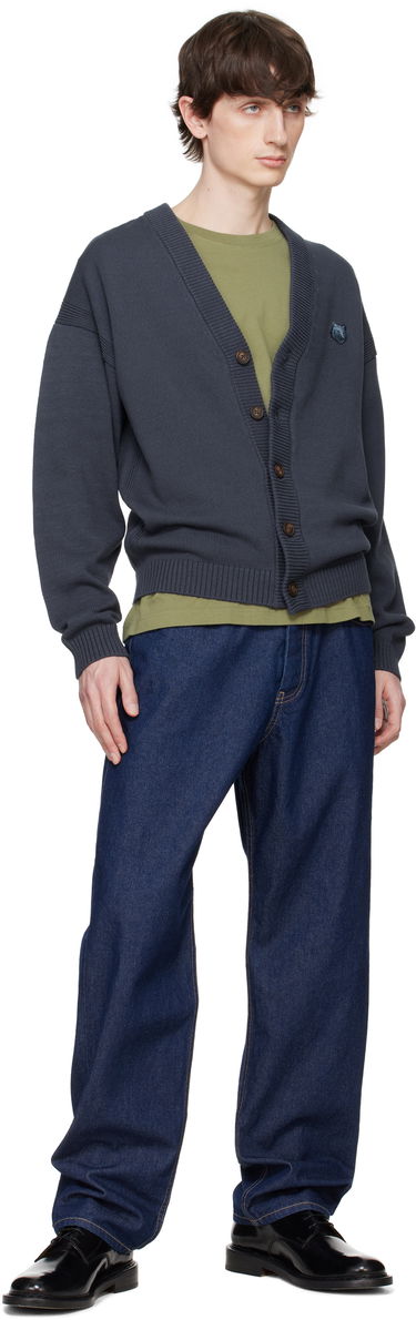 Sveter MAISON KITSUNÉ Maison Kitsuné Bold Fox Head Patch Comfort Cardigan Šedá | OM00502KT1099, 3