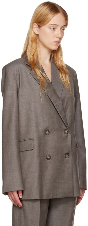 Bunda Loulou de Saison Loulou de Saison Donau Double-Breasted Blazer Hnedá | DONAU, 4
